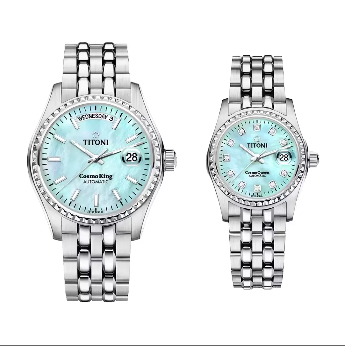 Tiotni Đôi (Cosmo King 797 S-719 – Cosmo Queen 729 S-720) – Kính Sapphire – Automatic – Chống Nước 10ATM – Mặt Số 40mm – 27mm