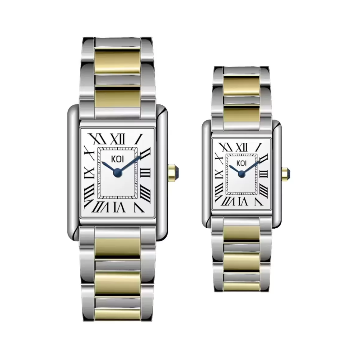 Koi Đôi (K005.303.091.50.01.03 – K005.103.091.50.01.03) – Kính Sapphire – Quartz – Mặt Số 35mm – 30mm